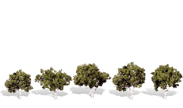 Woodland Scenics TR3532 Waters Edge, set of five model trees.
