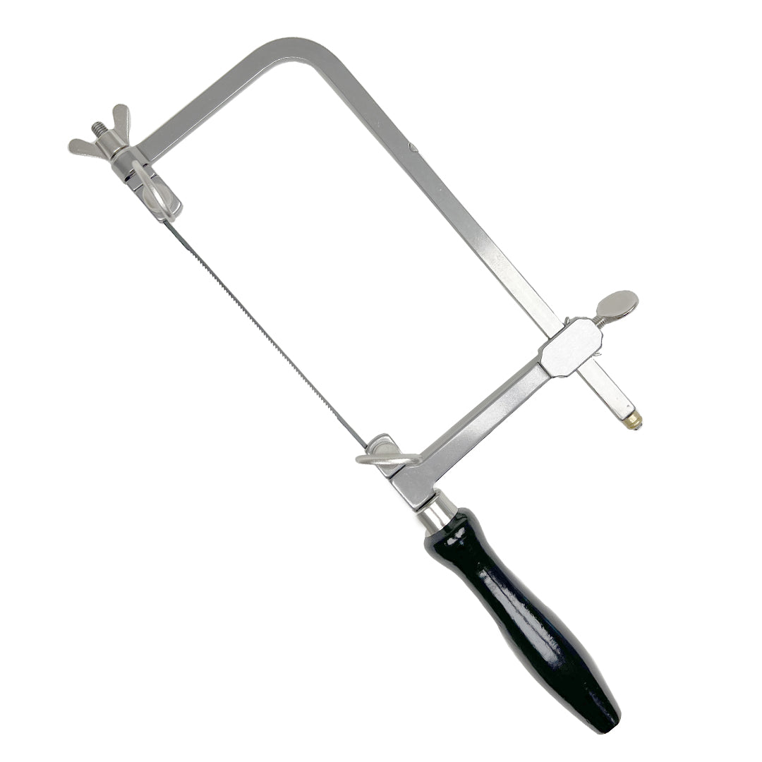 Zona 35-750 adjustable jeweler's saw with black wooden handle.