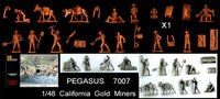 Pegasus 7007 California Gold Miners, photo montage of unpainted miners, mules and mining equipment