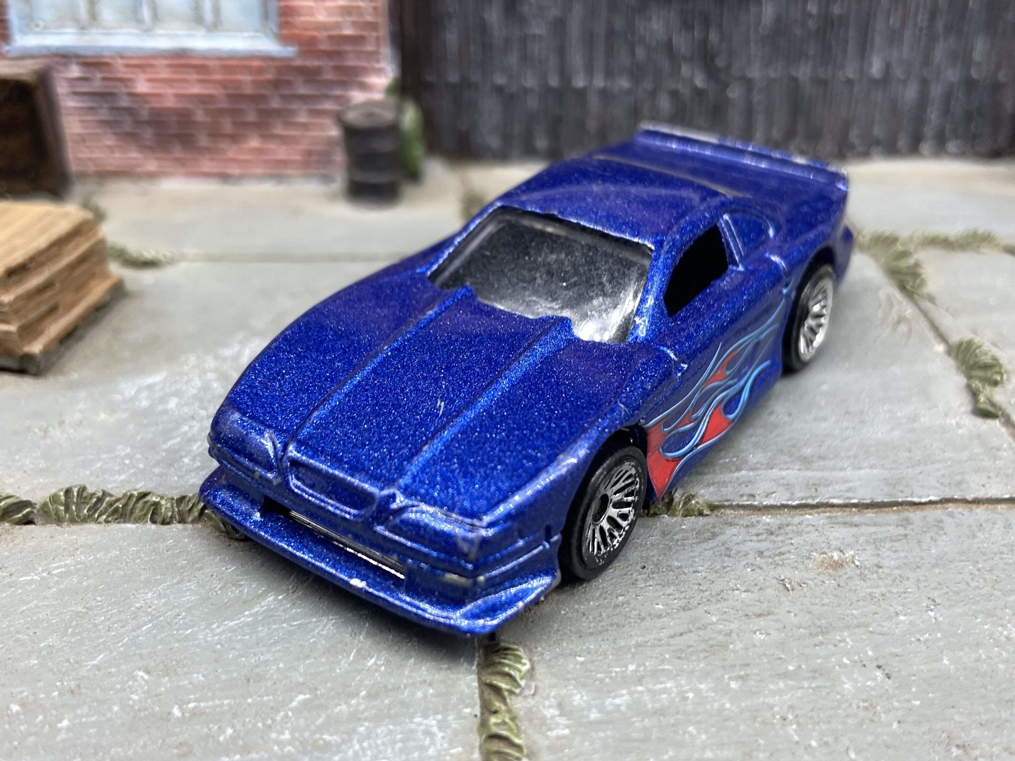 1 of 2) 1997 Hot Wheels 1:64 scale Blue Ford Mustang Cobra, flame
