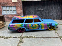2019 Hot Wheels HW Art Cars #188 1964 '64 Chevy Nova Wagon Blue with tie die