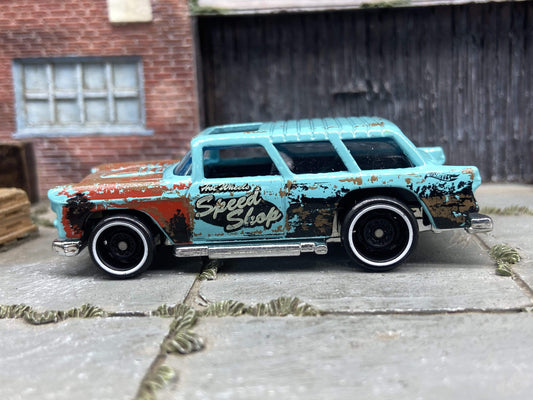 Loose Hot Wheels - 1955 Chevy Nomad - Light Blue Speed Shop Livery