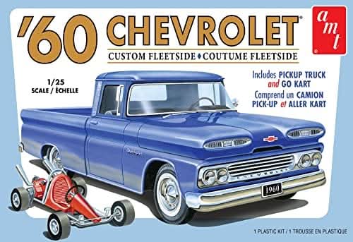 AMT-1063 1960 Chevy Custom Fleetside Pickup w/GO Kart 1:25 Scale Model Kit