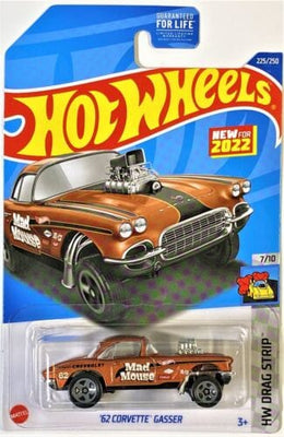 Collectable Carded Hot Wheels - 1962 Chevy Corvette Gasser Drag Car - Golden Brown and Black Mad Mouse