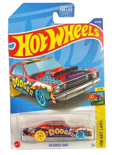 Collectable Carded Hot Wheels - 1968 Dodge Dart - Red Art Car