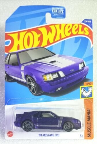 Collectable Carded Hot Wheels - 1984 Mustang SVO - Purple and Silver