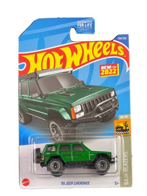 Collectable Carded Hot Wheels - 1995 Jeep Cherrokee - Dark Green