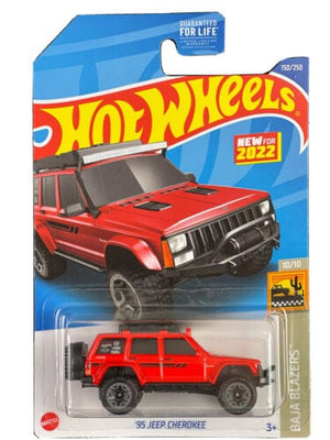 Collectable Carded Hot Wheels - 1995 Jeep Cherrokee - Red and Black
