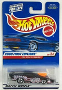 Collectable Carded Hot Wheels 2000 - First Edition - Pro Stock Firebird - Black and Orange Kaboom
