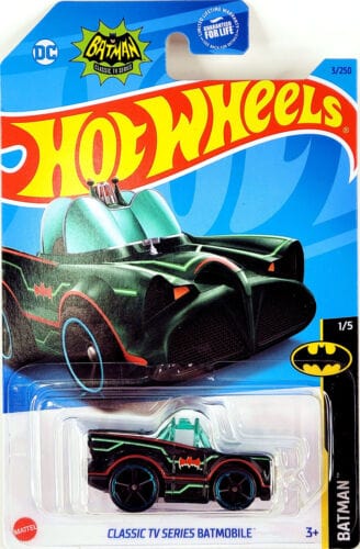 Collectable Carded Hot Wheels 2022 - Classic TV Series Batman Batmobile Toon'd - Black and Green