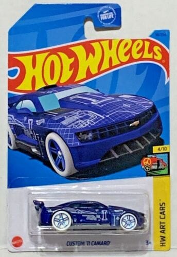 Collectable Carded Hot Wheels 2022 - Custom 2011 Camaro - Blue and White