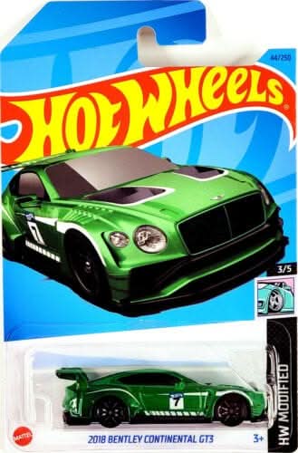 Collectable Carded Hot Wheels 2023 - 2018 Bentley Continental GT3 - Green and White 7