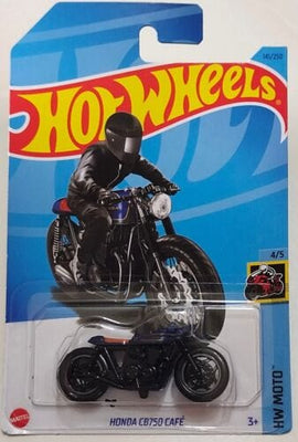 Collectable Carded Hot Wheels 2023 - Honda CB750 Cafe - Black and Blue