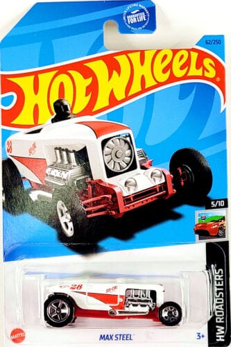 Collectable Carded Hot Wheels 2023 - Max Steel Hot Rod - So-Cal White and Red