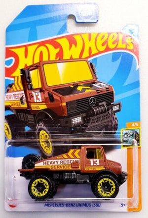 Collectable Carded Hot Wheels 2023 - Mercedes Benz Unimog 1300 - Brown Heavy Rescue