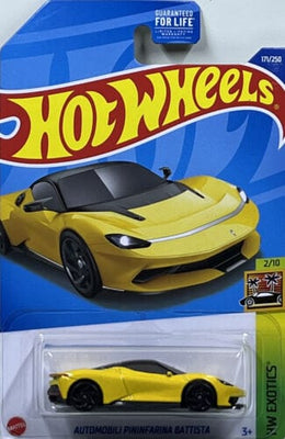 Collectable Carded Hot Wheels - Automobili Pininfarina Battista - Yellow