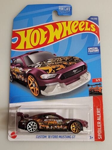 Collectable Carded Hot Wheels - Custom 2018 Mustang GT - Dark Red Spoiler Alert