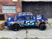 Custom Hot Wheels 1955 Chevy Gasser In Blue With Black 5 Spoke Race Wheels With Rubber Tires