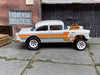 Custom Hot Wheels 1955 Chevy Gasser In Pearl White and Copper With Drag Wheels and Goodyear Cheater Slicks