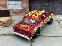 Alternate view of satin-red 1955 Chevy Gasser custom Hot Wheels