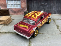 Alternate view of satin-red 1955 Chevy Gasser custom Hot Wheels