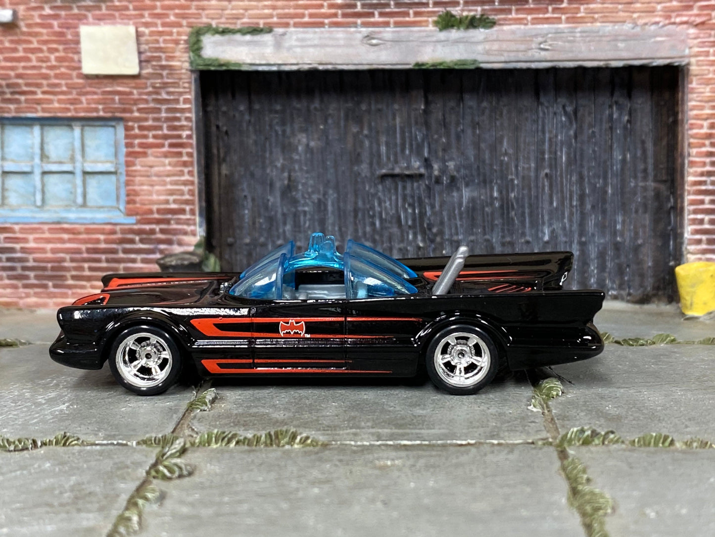 Custom Hot Wheels - 1960's TV Series Batmobile - Black and Red - American Racing Wheels - Rubber Tires
