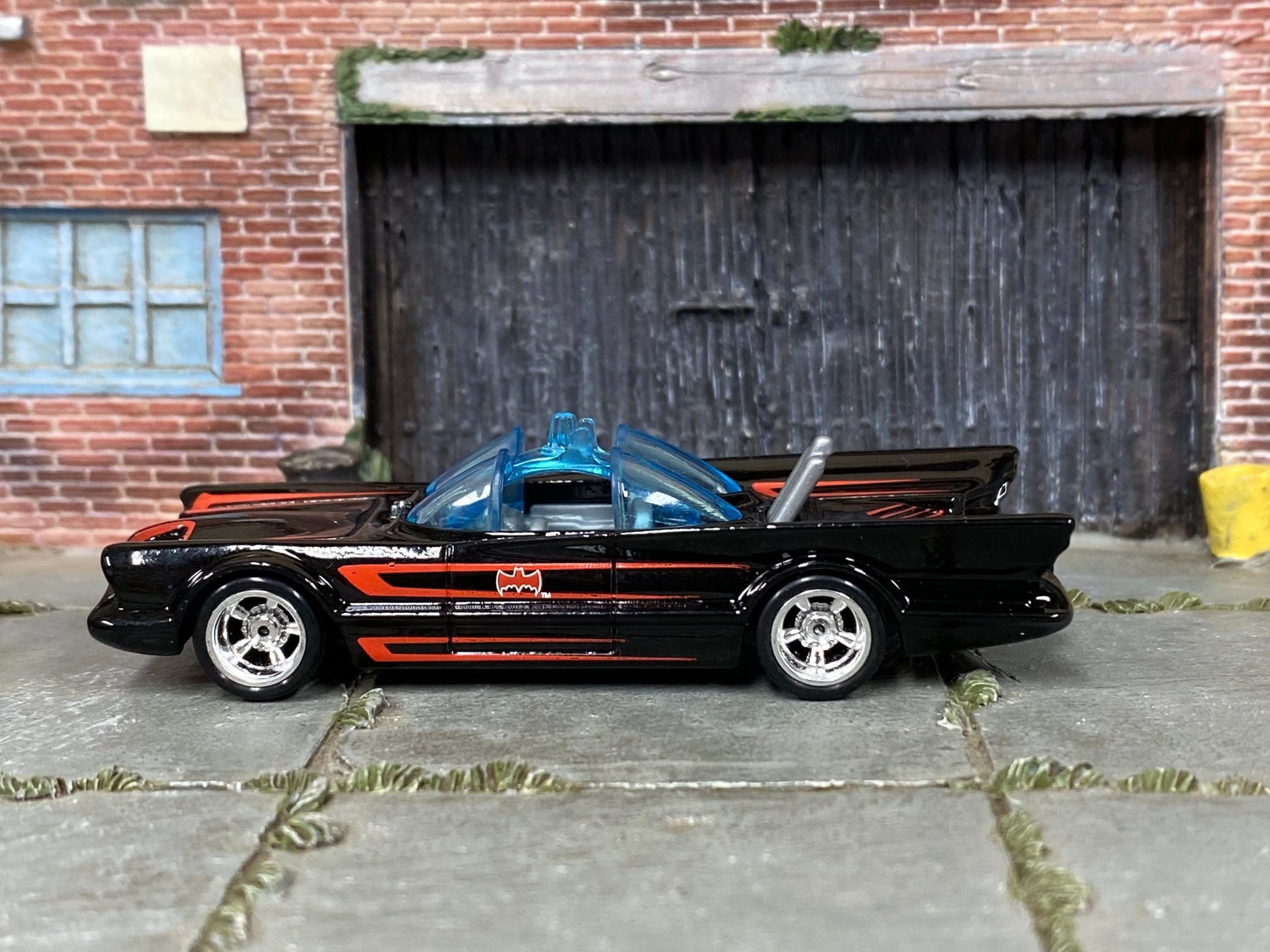 Custom Hot Wheels - 1960's TV Series Batmobile - Black and Red - American Racing Wheels - Rubber Tires