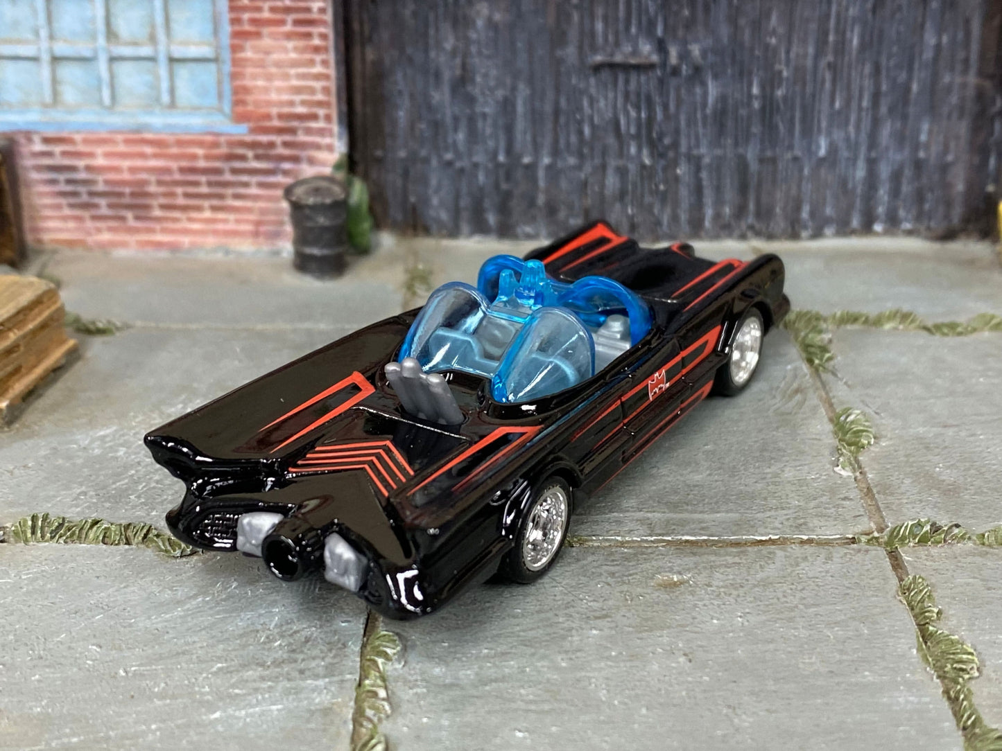 Custom Hot Wheels - 1960's TV Series Batmobile - Black and Red - American Racing Wheels - Rubber Tires