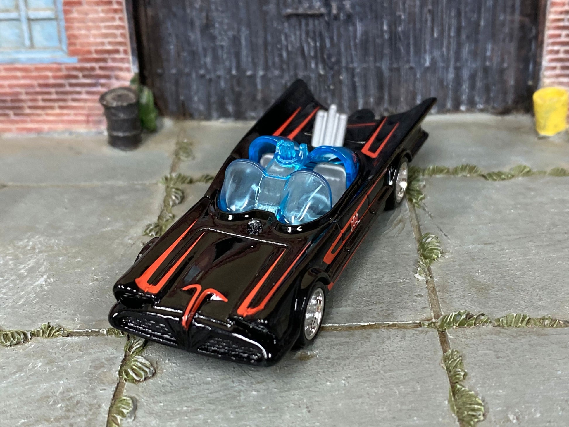 Custom Hot Wheels - 1960's TV Series Batmobile - Black and Red - American Racing Wheels - Rubber Tires