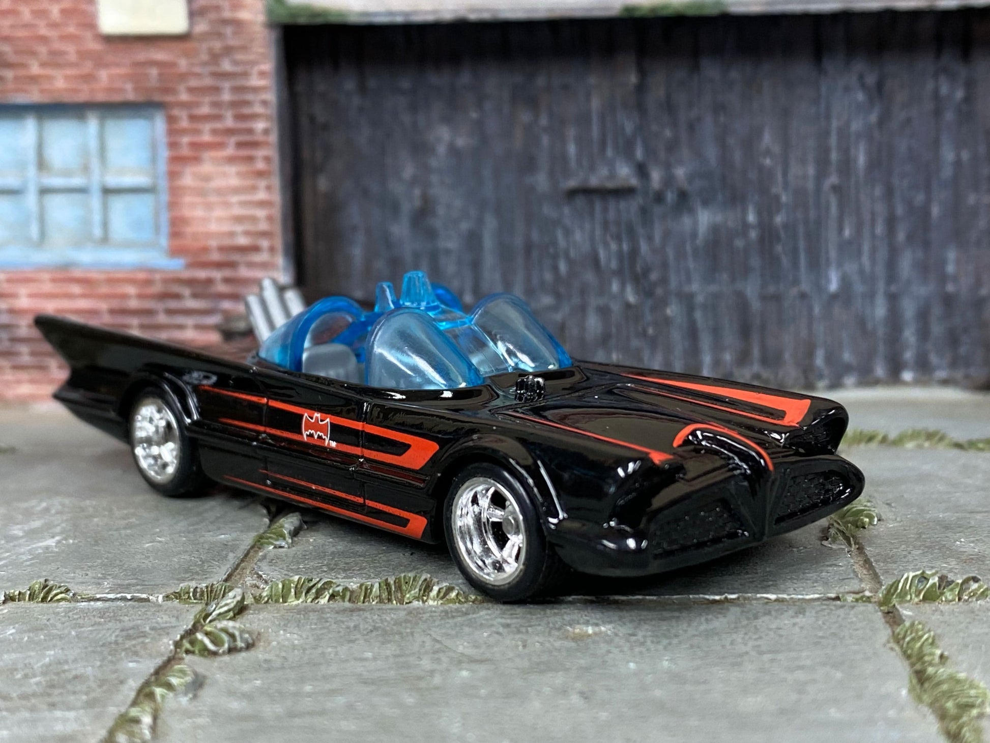 Custom Hot Wheels - 1960's TV Series Batmobile - Black and Red - American Racing Wheels - Rubber Tires