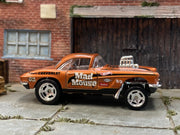 Custom Hot Wheels - 1962 Chevy Corvette Gasser - Golden Brown and Black Mad Mouse - Weld Mag Wheels Front Skinnys  - Rubber Tires
