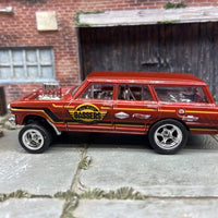 Custom Hot Wheels 1964 Chevy Nova Station Wagon Gasser Drag Car Dressed in Burgundy with Chrome 5 Spoke Deep Dish Wheels With Rubber Tires