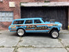 Custom Hot Wheels 1964 Chevy Nova Station Wagon Gasser Drag Car In Blue With Chrome Steel Wheels With Rubber Tires