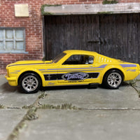 Custom Hot Wheels 1965 Ford Mustang GT In Yellow With Chrome BBS Racing Wheels With Rubber Tires