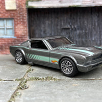 Custom Hot Wheels 1965 Mustang Fastback In Gray and Green With FFR Wheels With Rubber Tires