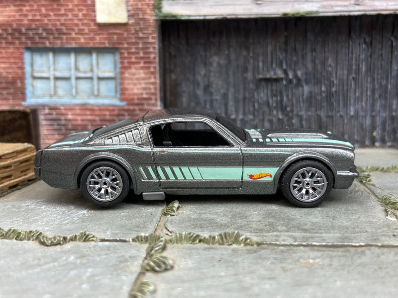 Custom Hot Wheels 1965 Mustang Fastback In Gray and Green With FFR Whe Muncle Mikes