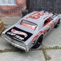 Custom Hot Wheels 1967 Chevy Chevelle In Gray With Leap Year 29 Livery With Black 5 Spoke Race Wheels With Rubber Tires