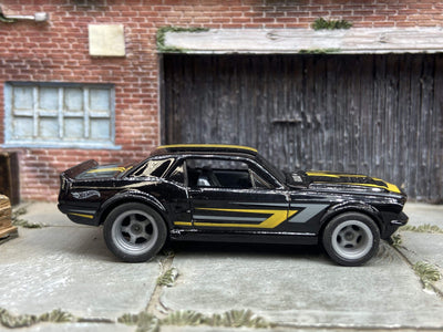 Custom Hot Wheels 1967 Ford Mustang GT In Black, Yellow and Gray With Gray American Racing Wheels With Rubber Tires