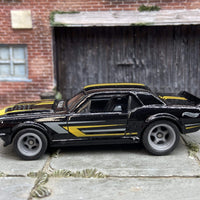Custom Hot Wheels 1967 Ford Mustang GT In Black, Yellow and Gray With Gray American Racing Wheels With Rubber Tires