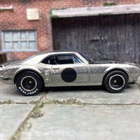 Custom Hot Wheels 1967 Pontiac Firebird In ZAMAC Bare Metal With Black and Chrome Smoothies Wheels With Goodyear Rubber Tires