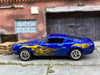 Custom Hot Wheels - 1968 Ford Mustang Shelby GT 500 - Blue with Flames - Chrome 5 Spoke Wheels - Rubber Tires