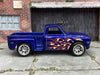 Custom Hot Wheels 1969 Chevy C10 Truck in Blue With Flames With BBS Racing Wheels With Rubber Tires