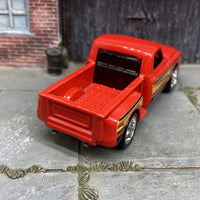 Custom Hot Wheels 1969 Chevy C10 Truck in Red With Sweet Graphics With BBS Racing Wheels With Rubber Tires