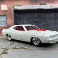Custom Hot Wheels 1970 Challenger Custom Painted Alpine White With Chrome 4 Spoke Wheels With Rubber Tires