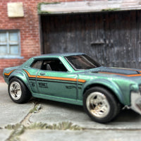 Custom Hot Wheels 1970 Toyota Celica In Pearl Green With Chrome 5 Star Wheels With Rubber Tires