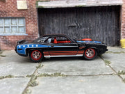 Custom Hot Wheels 1971 Plymouth HEMI Cuda Red - White And Blue! With Chrome and Red 5 Spoke Race Wheels With Rubber Tires