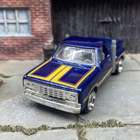 Custom Hot Wheels 1978 Dodge Lil Red Express In Blue With Chrome 6 Spoke Studded Race Wheels With Rubber Tires