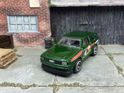 Custom Hot Wheels 1984 Audi Sport Quarto In Green With Black and Chrome 5 Spoke Wheels With Rubber Tires