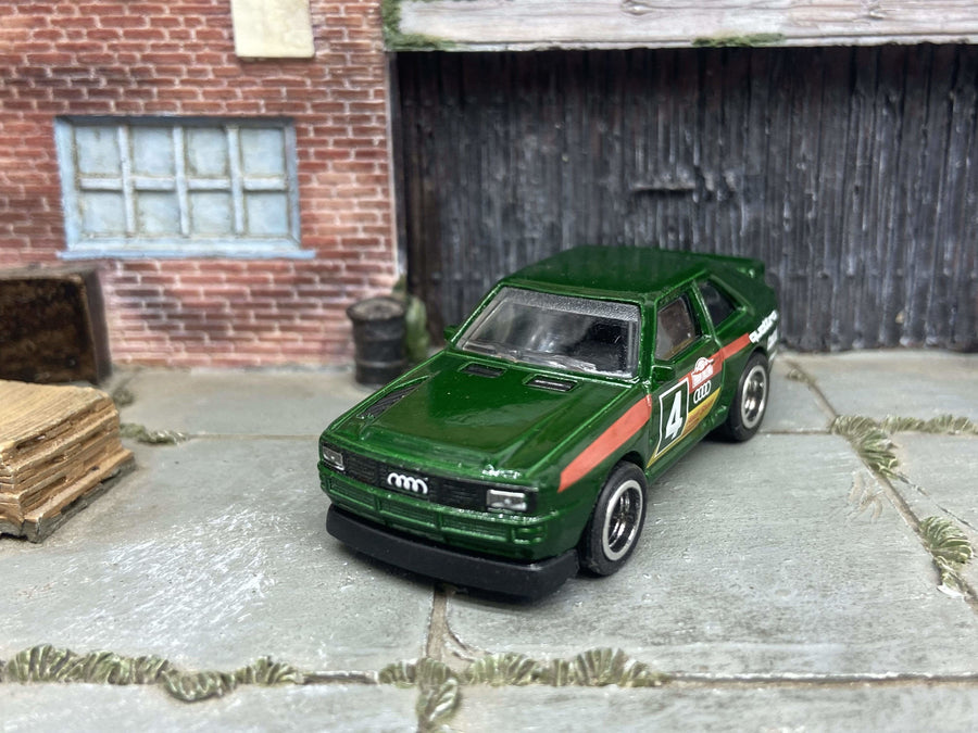 Custom Hot Wheels 1984 Audi Sport Quarto In Green With Black and Chrome 5 Spoke Wheels With Rubber Tires