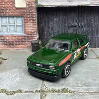 Custom Hot Wheels 1984 Audi Sport Quarto In Green With Black and Chrome 5 Spoke Wheels With Rubber Tires